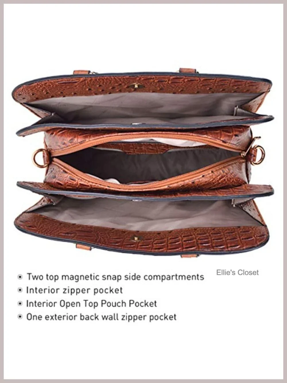 Vegan Leather Satchel Handbag Purse Set 2pcs with Tote Wallet